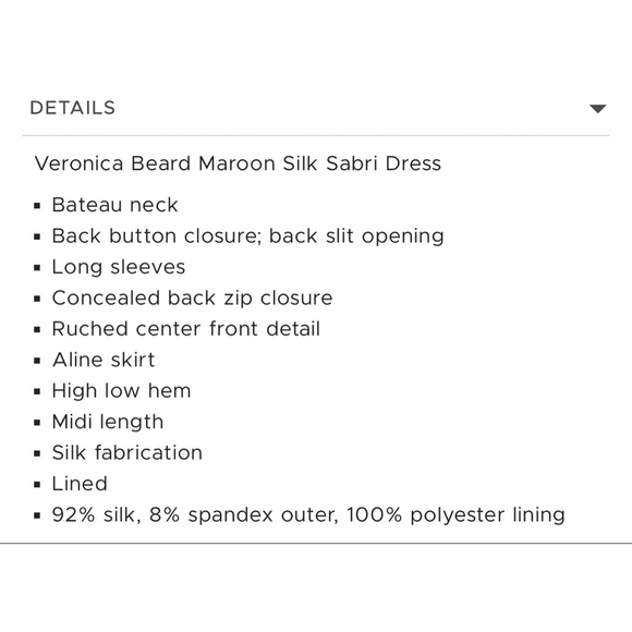 NWT Veronica Beard Maroon Silk Sabri Midi Dress 6 - Picture 4 of 4